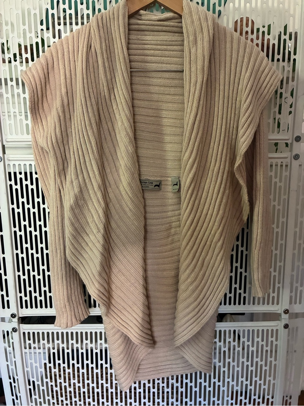Peruvian Link Open-Front Ribbed Cardigan Sweater — Cream